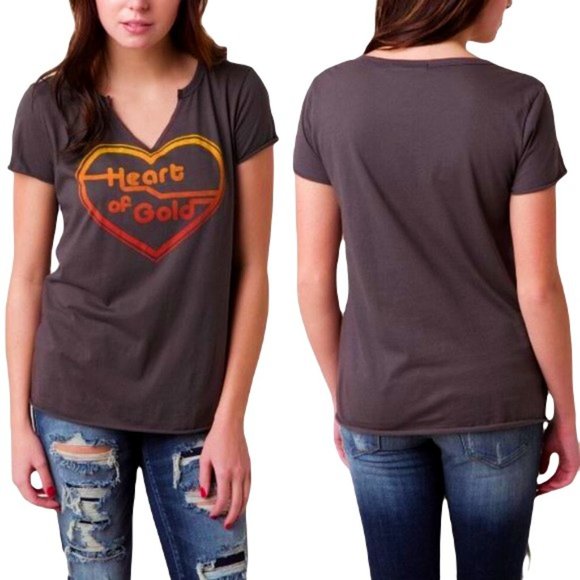 Project Social T Heart of Gold Tee Graphic Retro Vintage Raw Hem Detail Size Med - Picture 2 of 5